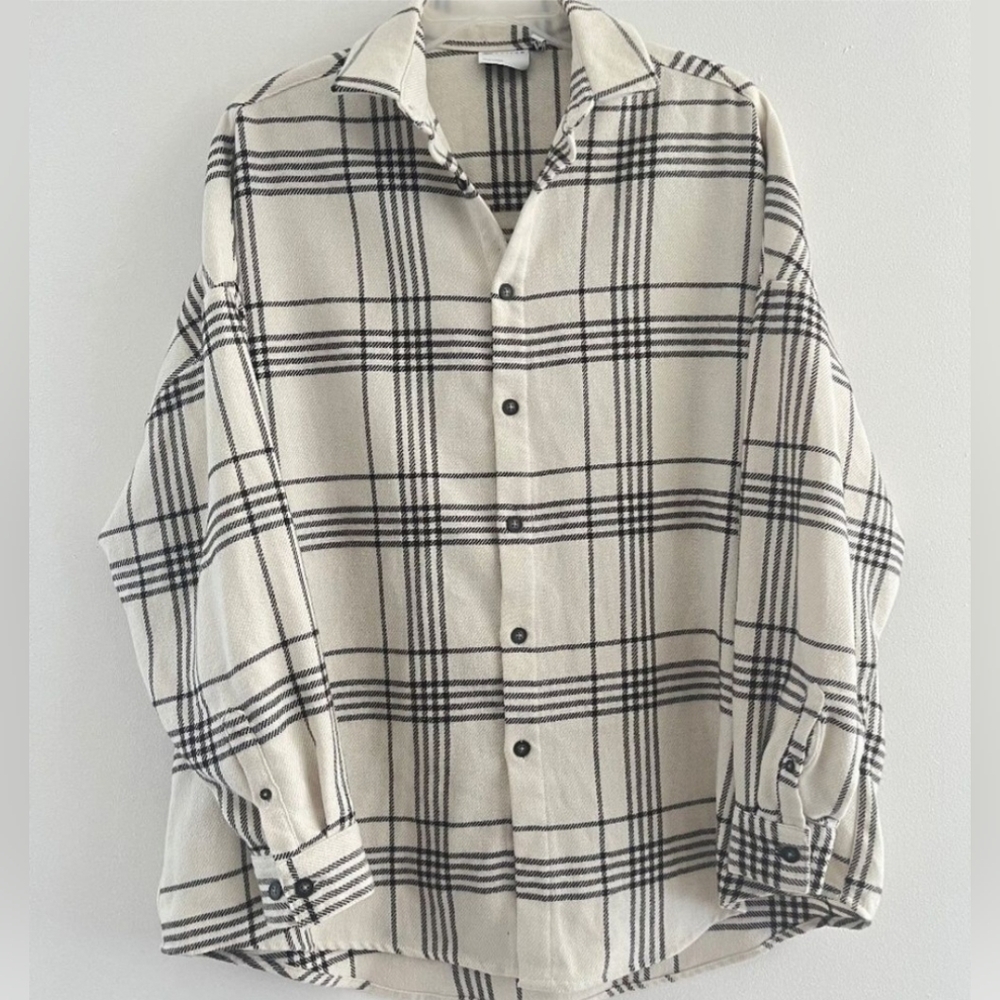 Asos Classic Black/White Plaid Men Shirt Size Medium Long Sleeves Cotton Buttons